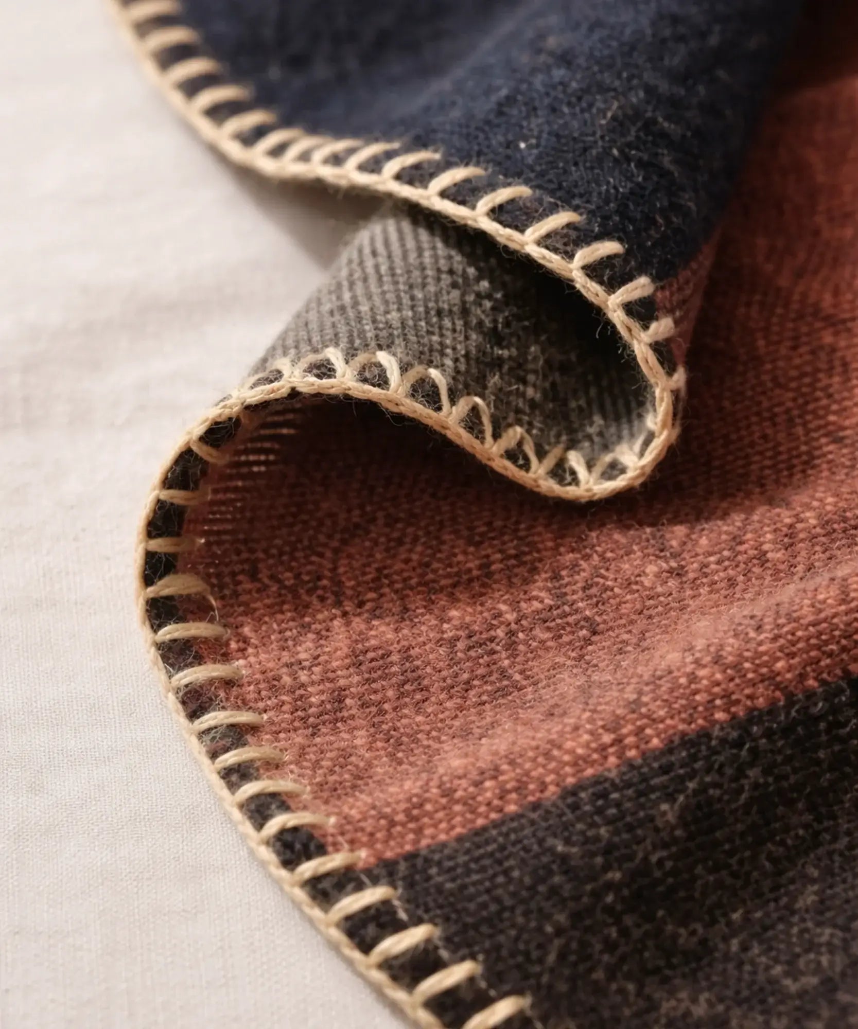 Women's brown colorblock ruana wrap, back view