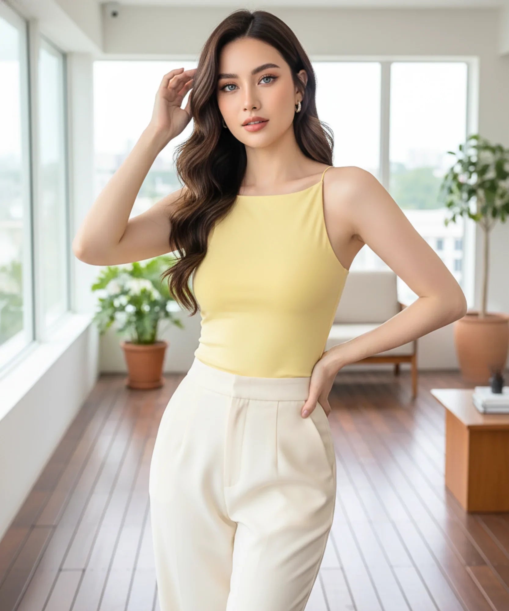 Comprar regata feminina básica alças finas decote reto modal ajustada corpo barato ZARA