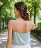 Comprar Regata Feminina de Cetim com Alças Finas Elegante para trabalho e eventos sofisticados barato ZARA 
