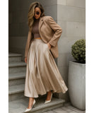 Women's Flowy Satin Maxi Skirt with Elastic Waist | Maui