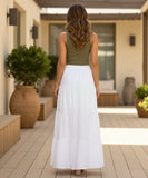 Women's Tiered Cotton Maxi Skirt with Drawstring Waist | Malaika