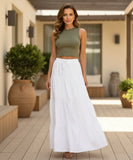 Women's Tiered Cotton Maxi Skirt with Drawstring Waist | Malaika
