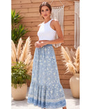 Women's Floral Maxi Skirt Boho Ruffle Viscose Elastic Waist | Joa