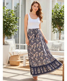 Women's Floral Maxi Skirt Boho Ruffle Viscose Elastic Waist | Joa