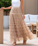 Women's Tiered Tulle Maxi Skirt with Ruffled Layers | Zani