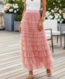 Women's Tiered Tulle Maxi Skirt with Ruffled Layers | Zani