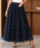 Women's Tiered Tulle Maxi Skirt with Ruffled Layers | Zani
