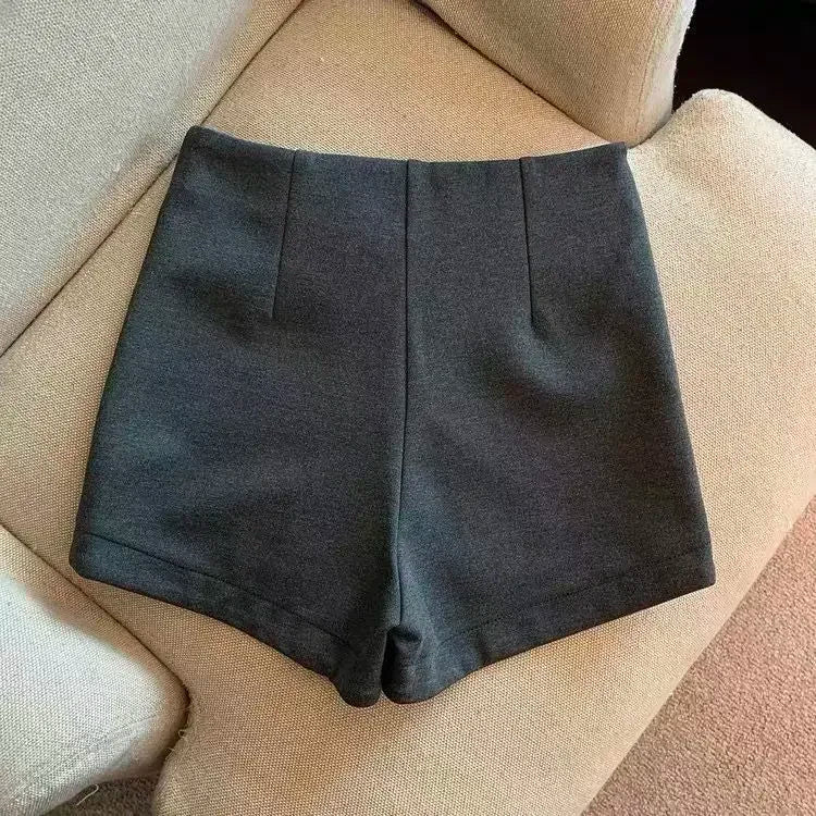 Women's charcoal high waisted tailored shorts product detail