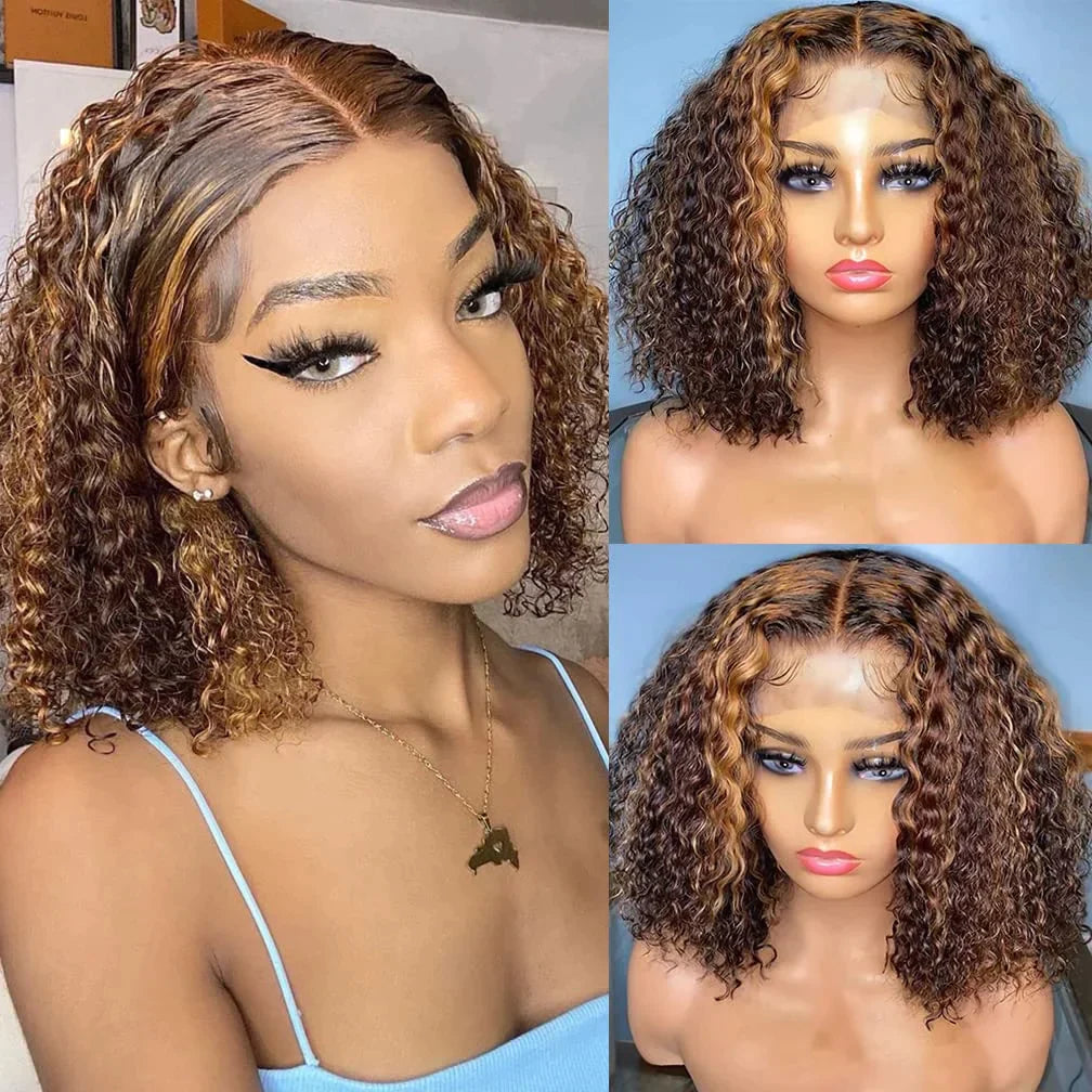 Short Curly Lace Front 100% Human Hair Wig - Anellace