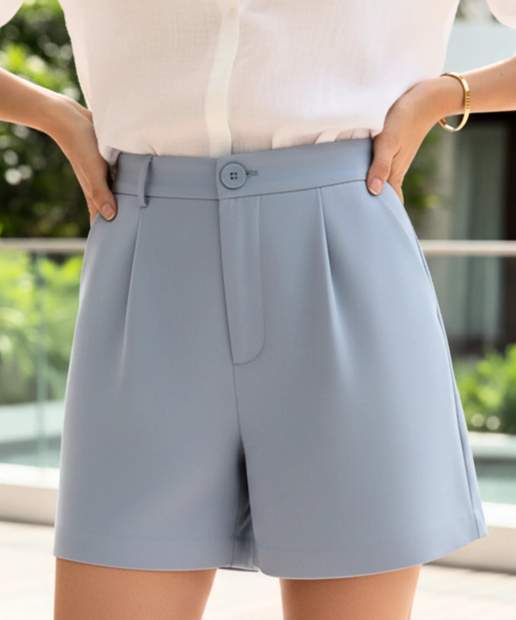 Comprar shorts alfaiataria feminino cintura alta elástico curto modelagem solta elegante barato ZARA