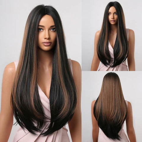 Straight Long Hair Lace Wig - Anellace