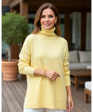 Women's Turtleneck Oversized Sweater in Light Yellow, front view