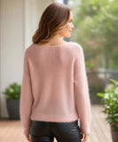 Women's Lightweight Boatneck Sweater in Blush, a velvety knit for mild days