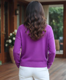 Women's Chunky Knit Sweater in Magenta, a brushed knit for winter