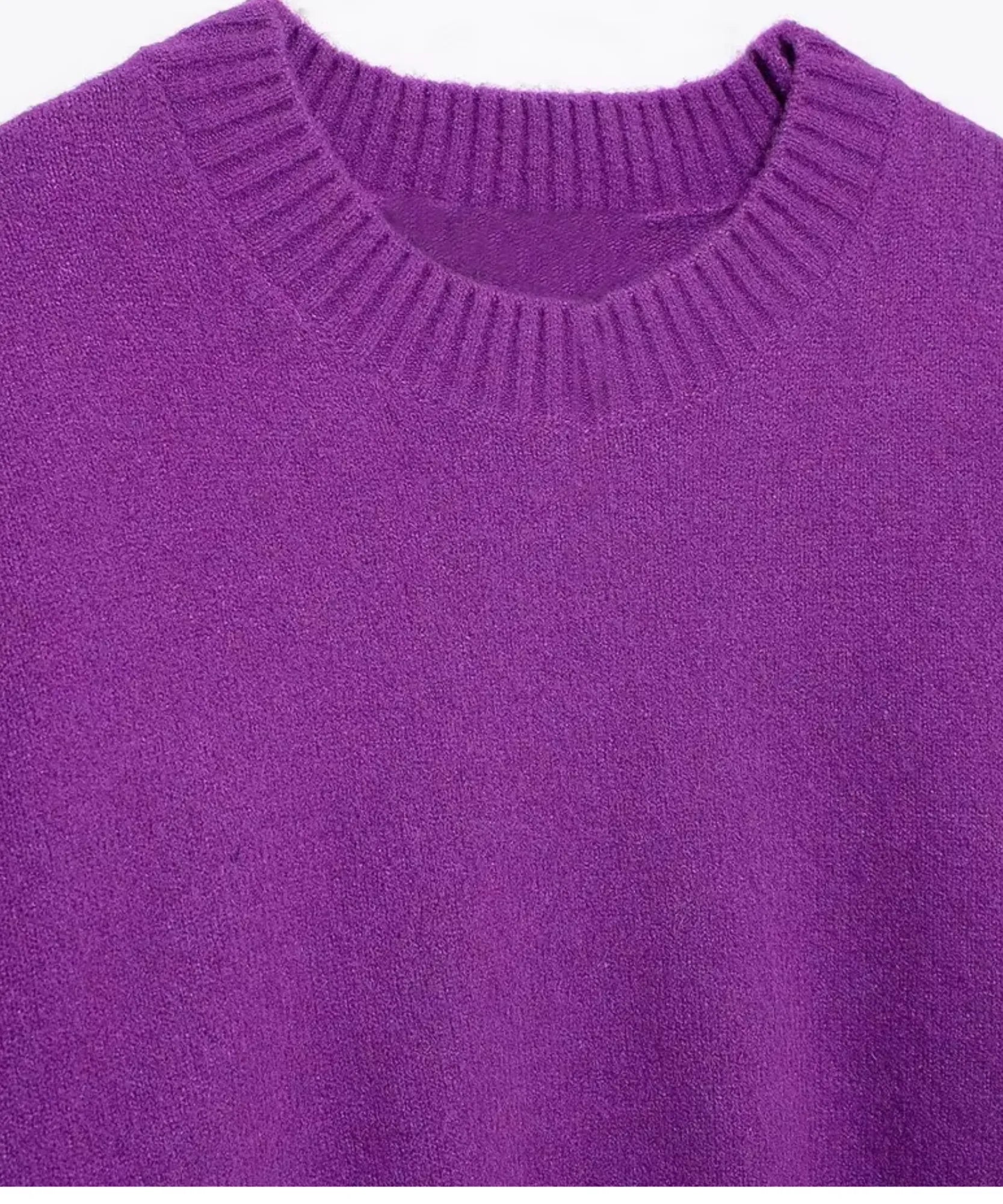 Women's Chunky Knit Sweater in Magenta, a brushed knit for winter