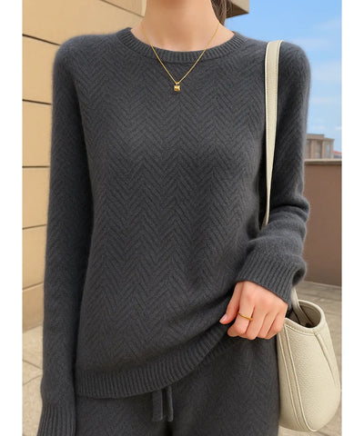 Women's Long Textured Knit Jumper Sophisticated Style | Liara