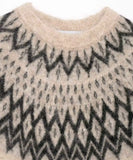 Women's Fair Isle Oversized Sweater in Oatmeal, knit texture detail