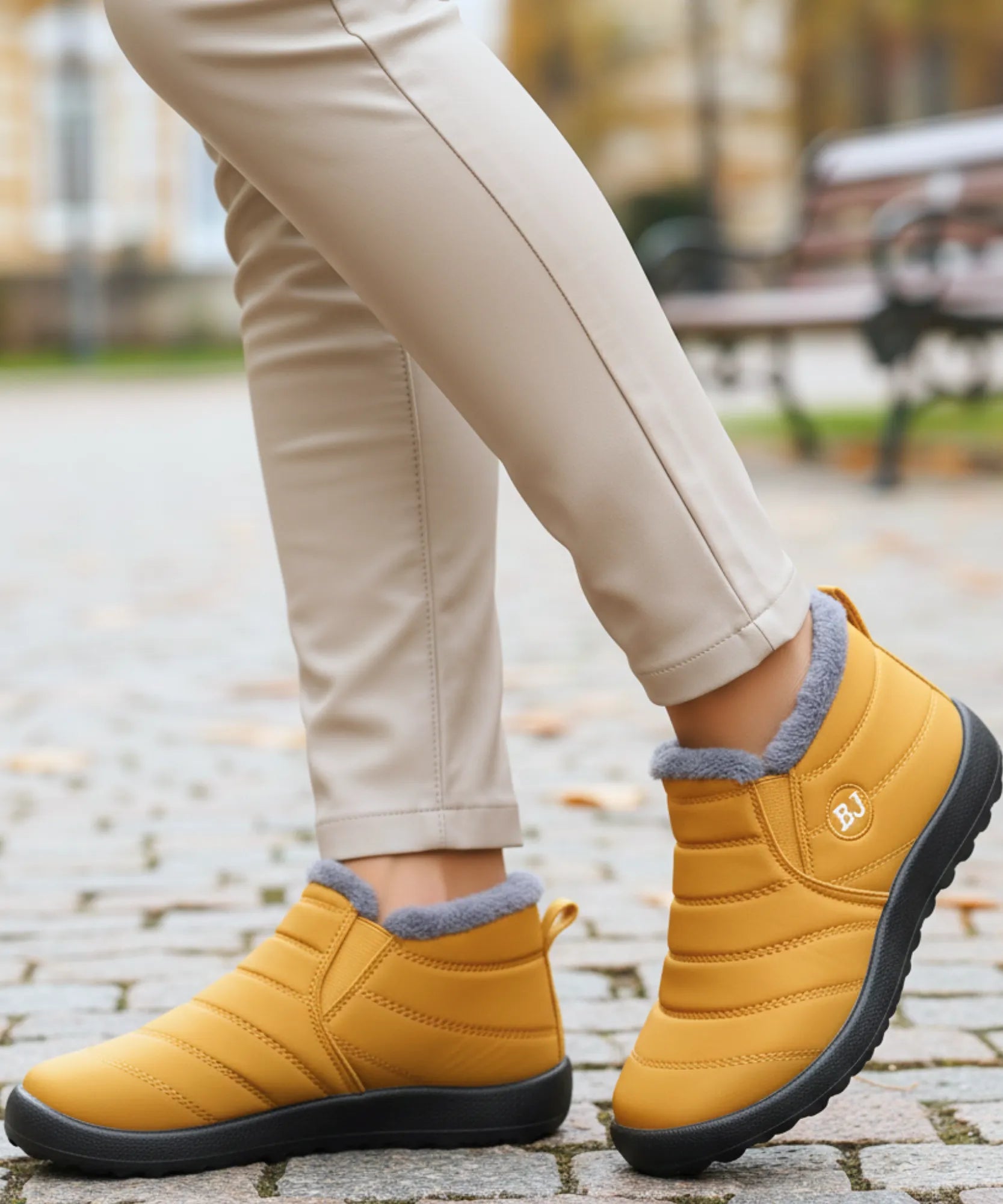 fleece lined dress shoes Wowcloth Women's Fleece Lined Cotton Shoes Comfortable Slip-On with Solid Color Round Toe and Front Lace Design for Warmth Casual Winter Footwear