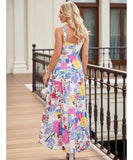 Comprar vestido boho midi feminino florido estampado com camadas e alças ajustáveis para verão barato em promoção ZARA

