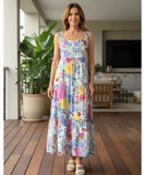 Comprar vestido boho midi feminino florido estampado com camadas e alças ajustáveis para verão barato em promoção ZARA
