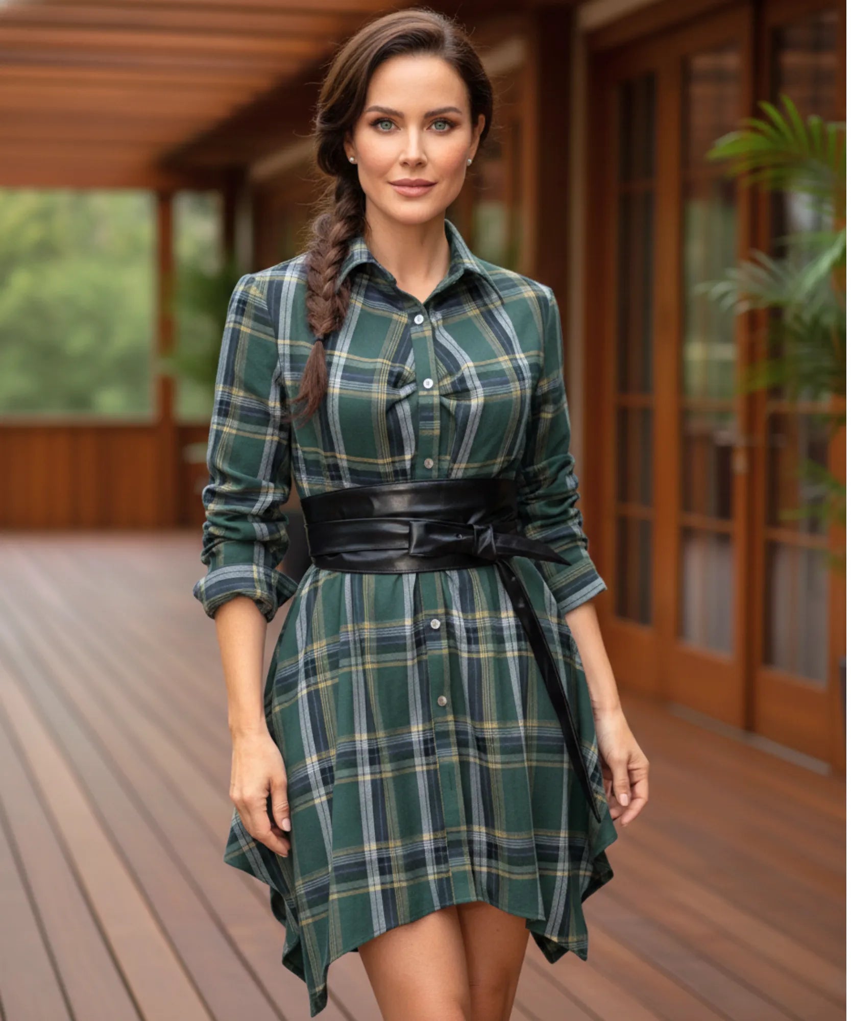 asymmetric plaid shirt dress Asymmetrical Tunic/plaid Oversized Shirt Dress/white & Black Flannel High-low Tunic/long Sleeve Button-up Shirt Dress/fall Fashion/f5024
