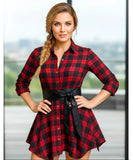 Comprar vestido country festa junina curto com faixa na cintura e saia assimétrica em flanela barato ANELLIMN