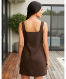 Comprar vestido curto feminino sarja decote quadrado com zíper lateral social para trabalho barato em promoção ZARA
