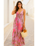 Boho Tie-Dye Maxi Dress with V-Neck and Smocked Waist | Zarale