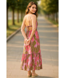 Boho Tie-Dye Maxi Dress with V-Neck and Smocked Waist | Zarale