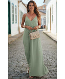 Comprar vestido longo chemise feminino com alças finas decote V elegante para festa verão barato promoção ZARA
