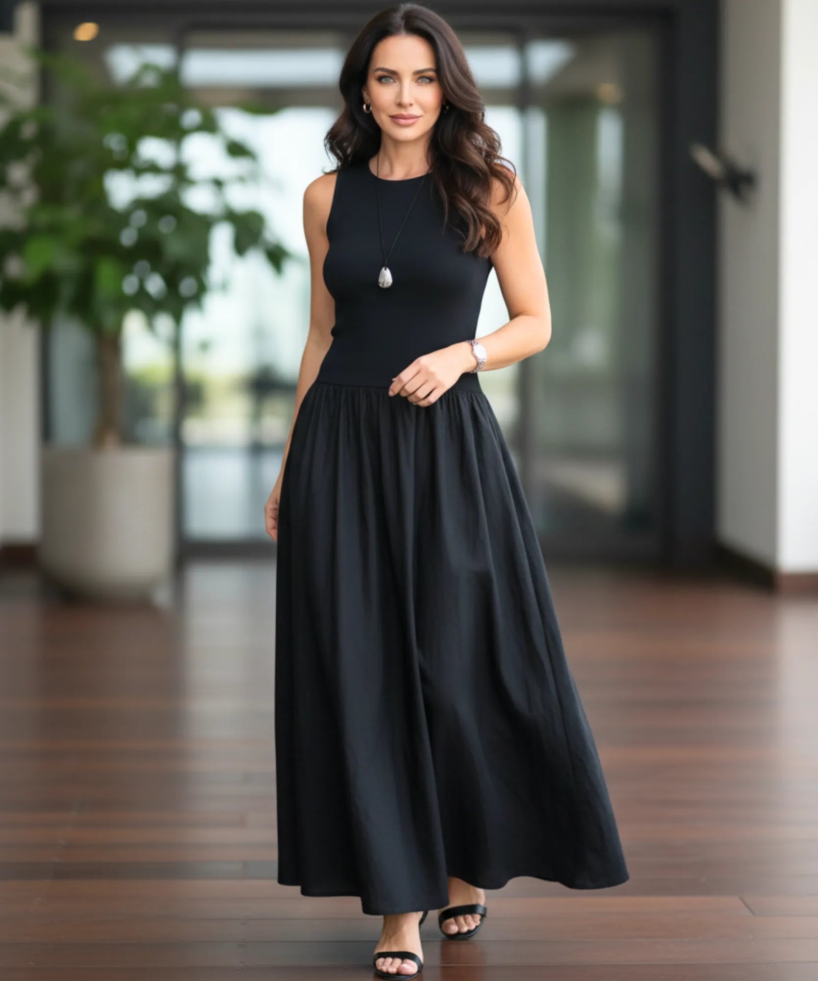 Comprar vestido longo feminino canelado elegante casual básico versátil barato em promoção ZARA