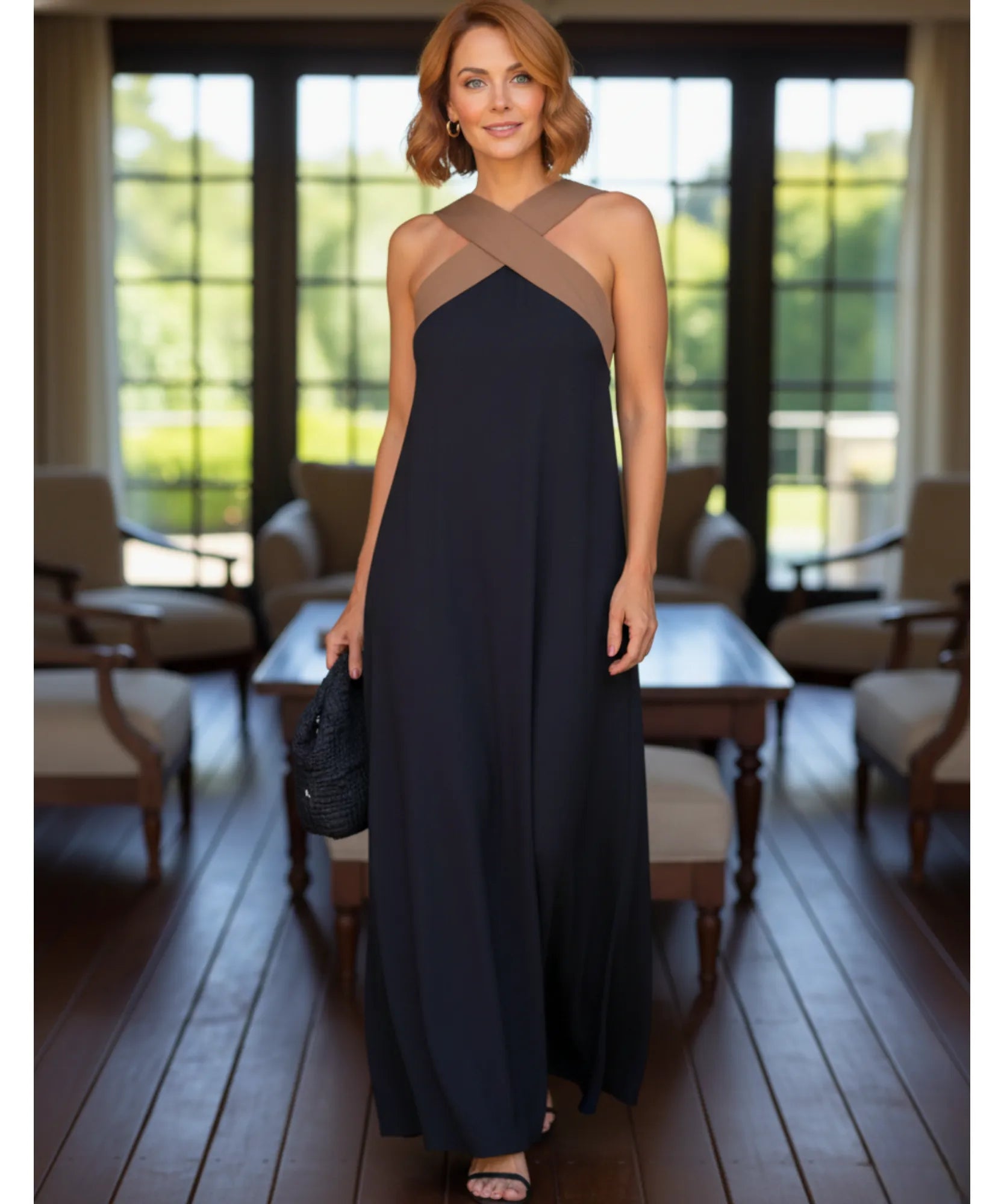 Comprar vestido longo feminino elegante casual alças cruzadas decote costas verão social barato promoção ZARA
