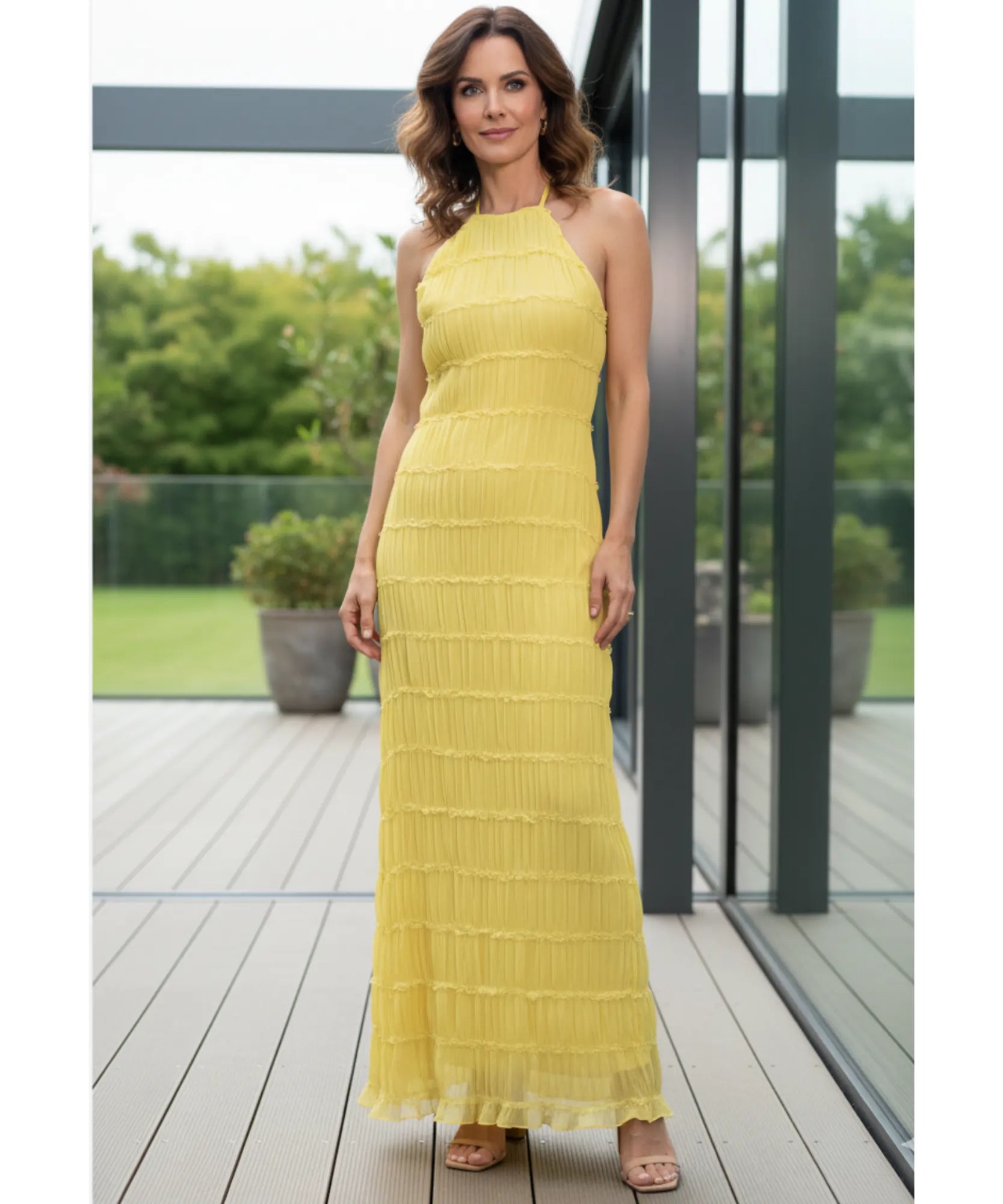Comprar vestido longo feminino plissado branco elegante alças finas festa casamento barato promoção ZARA