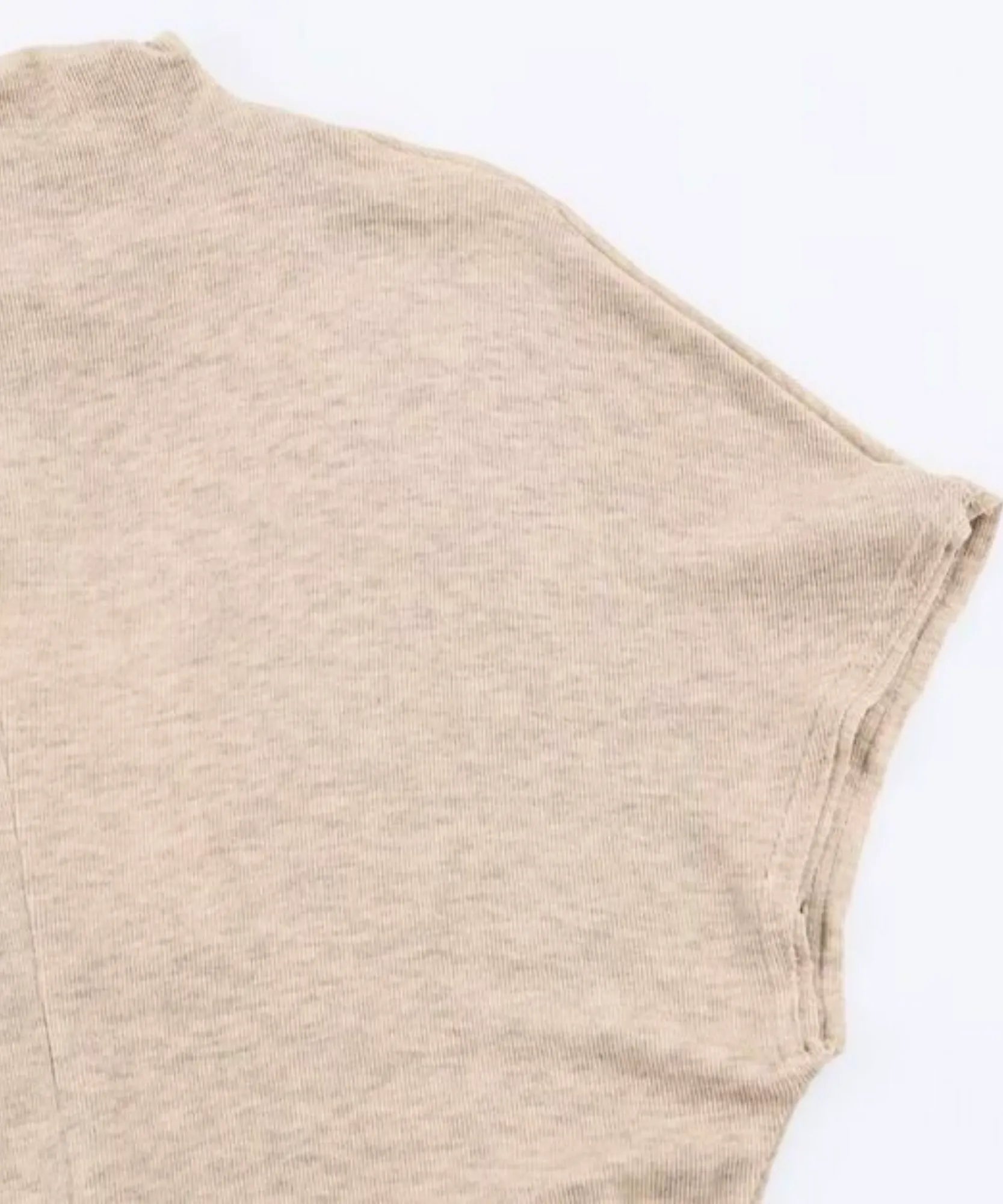 Women's Knit Maxi Dress with Mock Neck in Taupe, ribbed fabric close-up