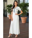 Comprar vestido midi branco canelado feminino com detalhes jeans botões elegante verão barato promoção ZARA