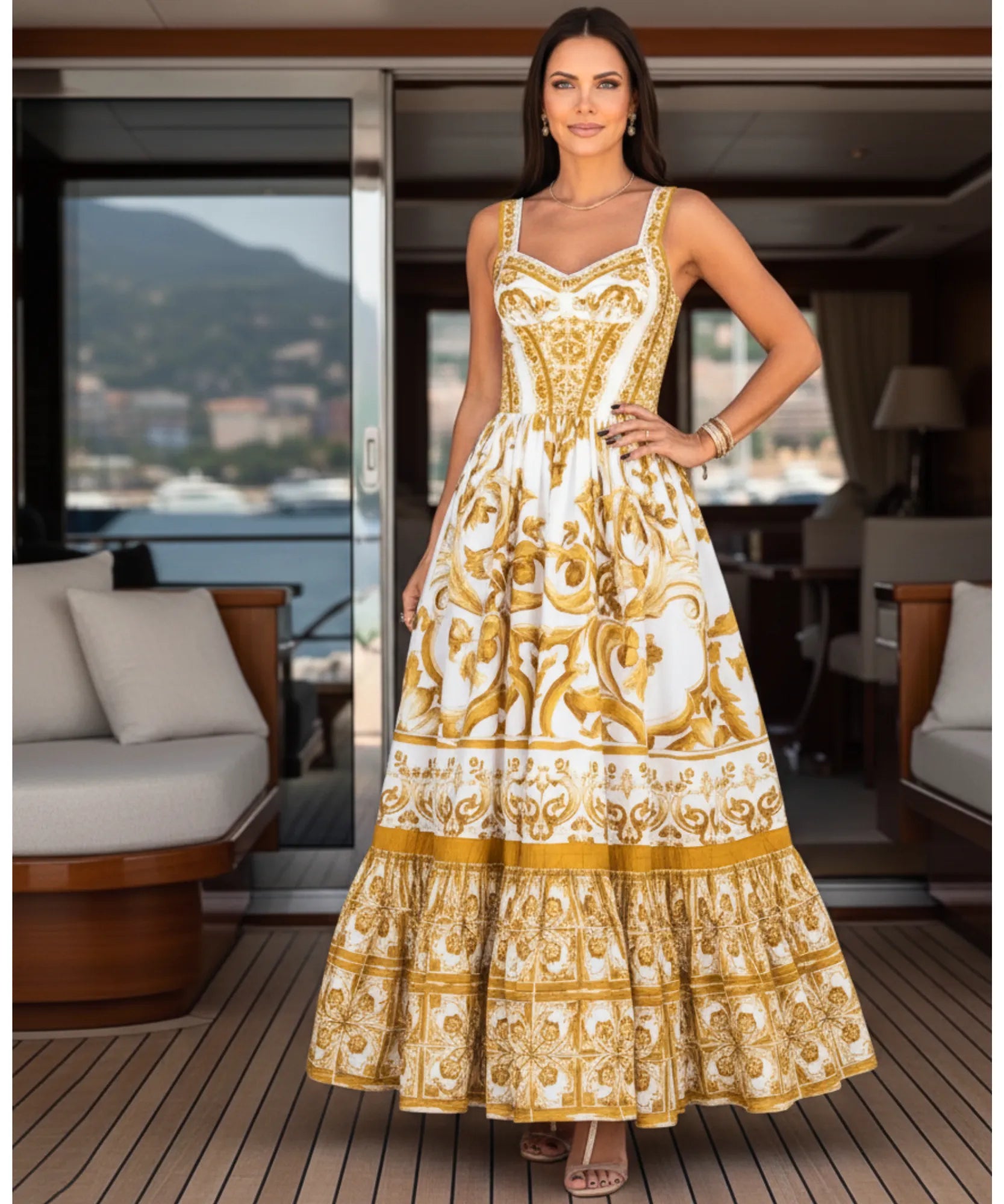 Comprar vestido midi feminino boho estampado com alças finas franzido costas para festa verão barato em promoção ZARA