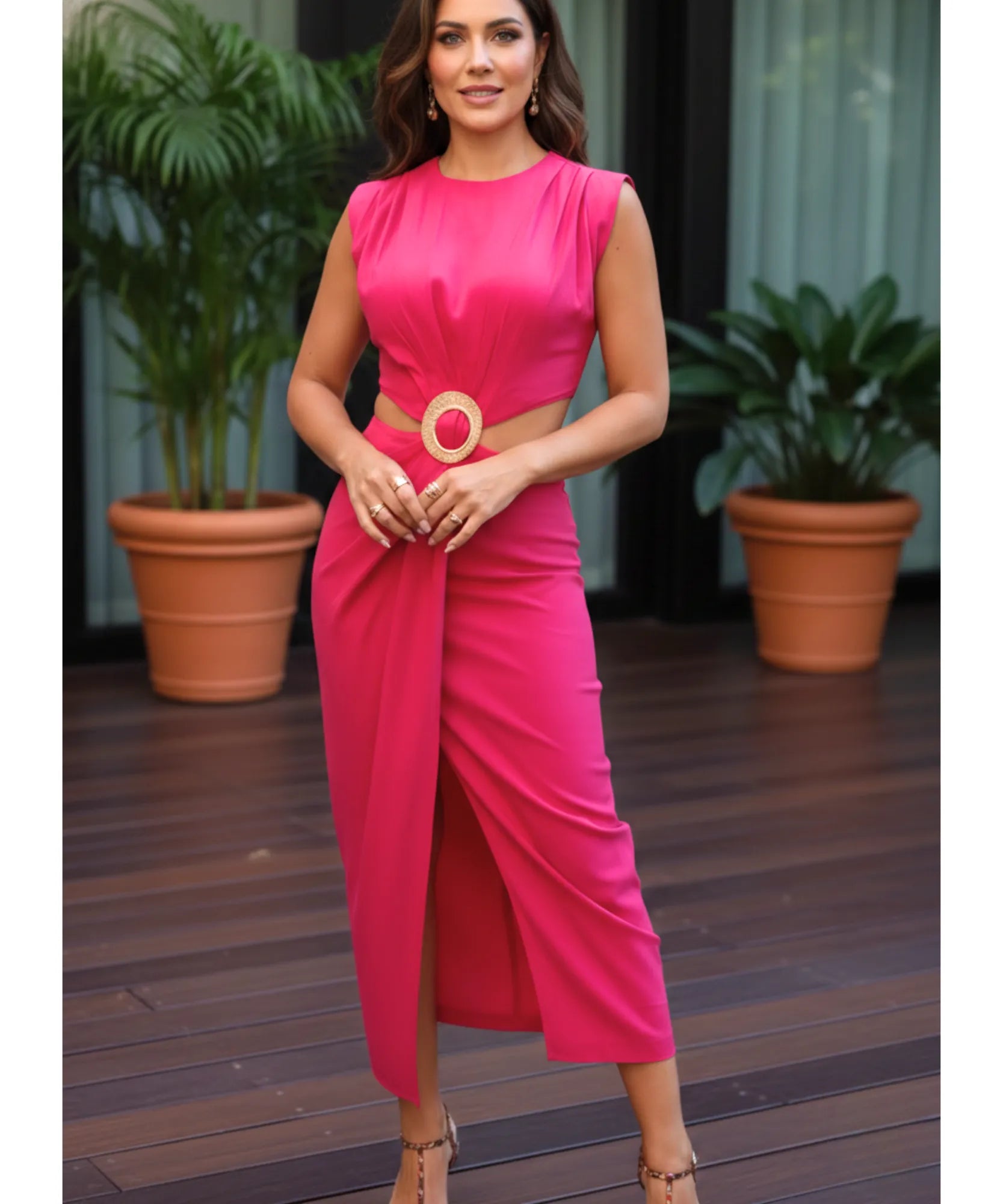 Comprar vestido midi feminino recorte cintura cinto linho social elegante festa verão barato ou em promoção ZARA