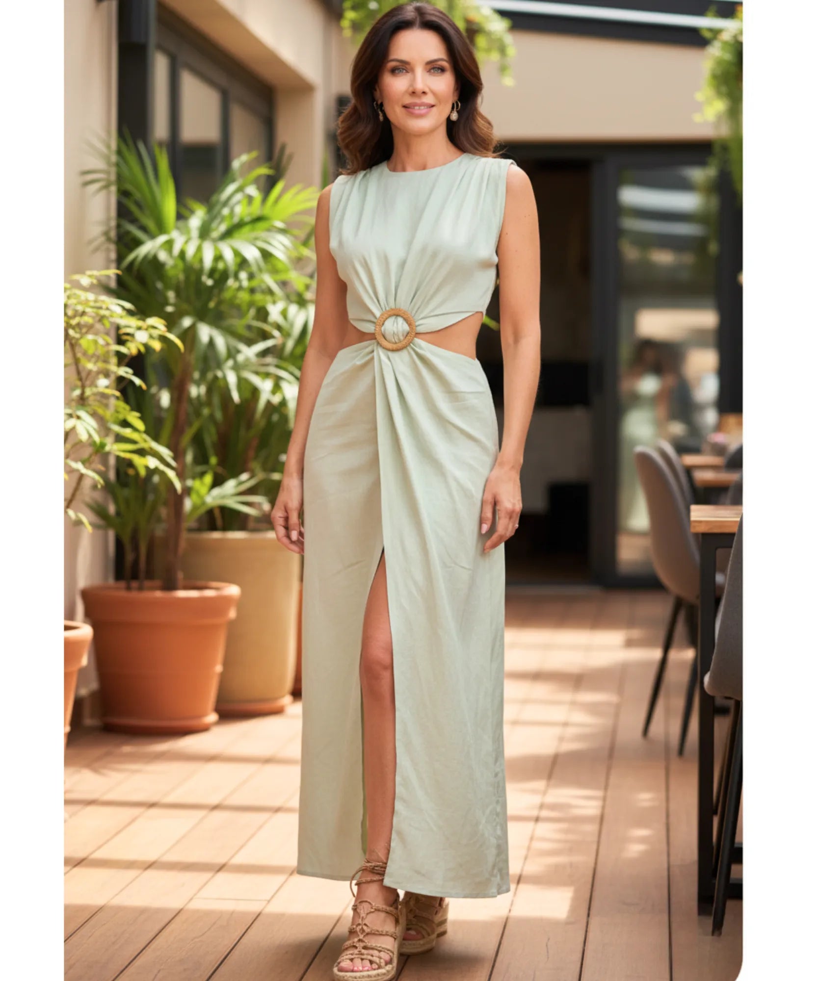 Comprar vestido midi feminino recorte cintura cinto linho social elegante festa verão barato ou em promoção ZARA