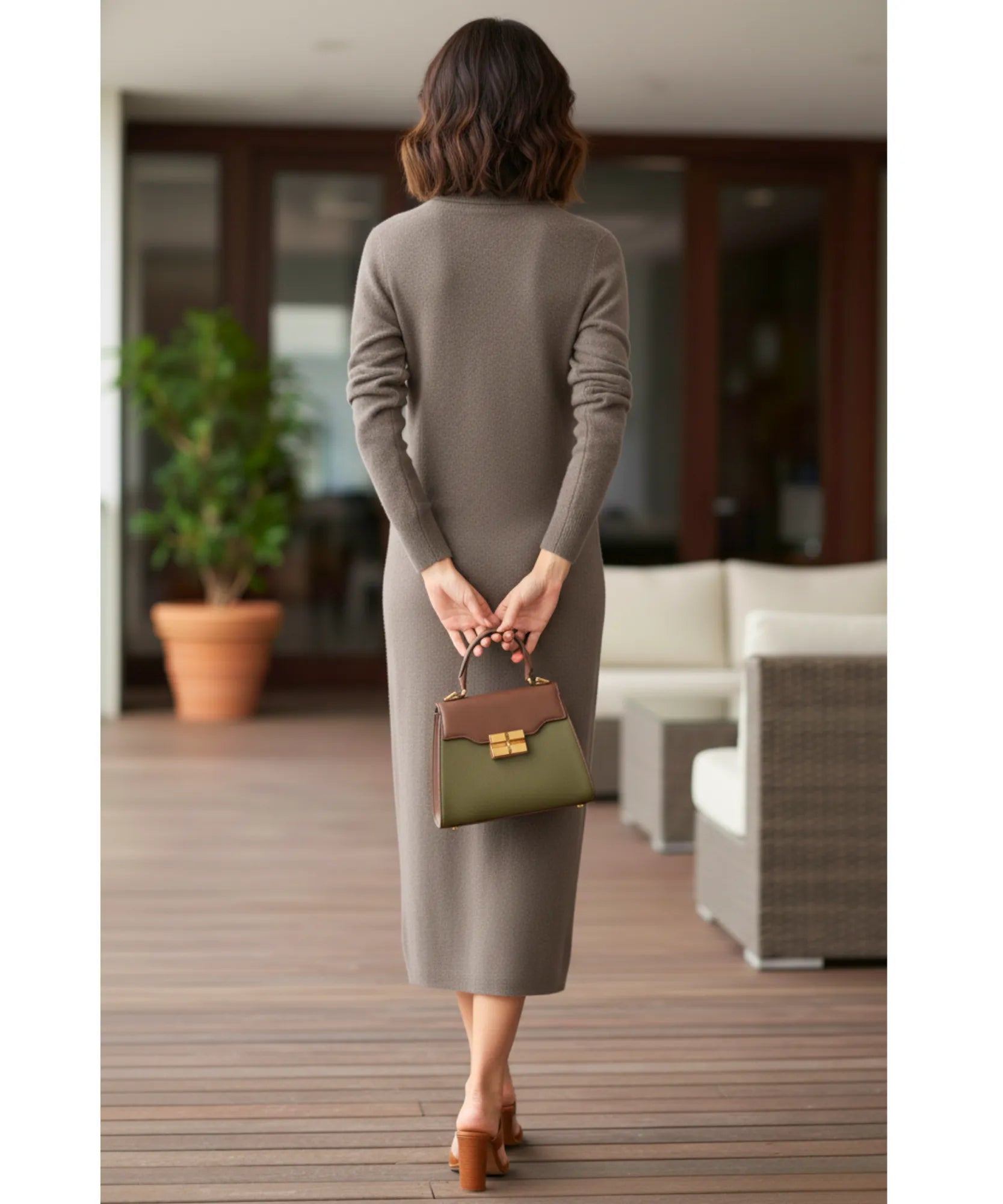 Comprar vestido midi tricot feminino gola alta felpuda com toque suave e modelagem ajustada para looks de inverno elegantes barato ZARA