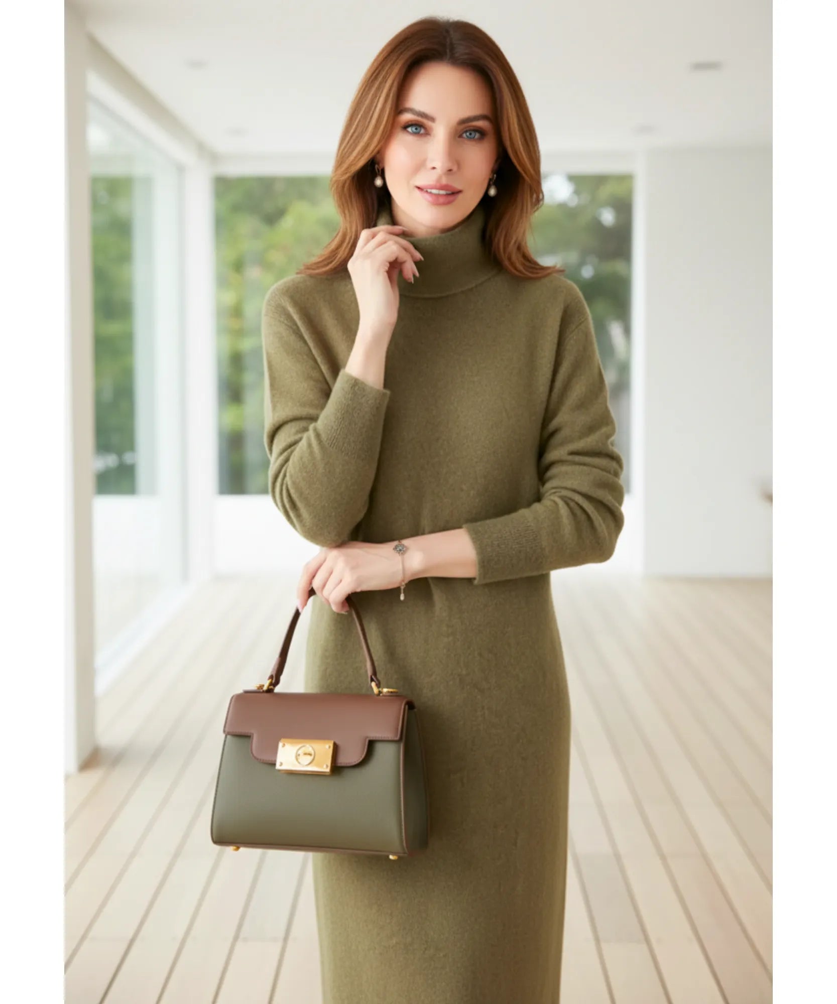 long sleeve turtleneck dress sale Norma Kamali Long Sleeve Turtleneck Dress To Knee