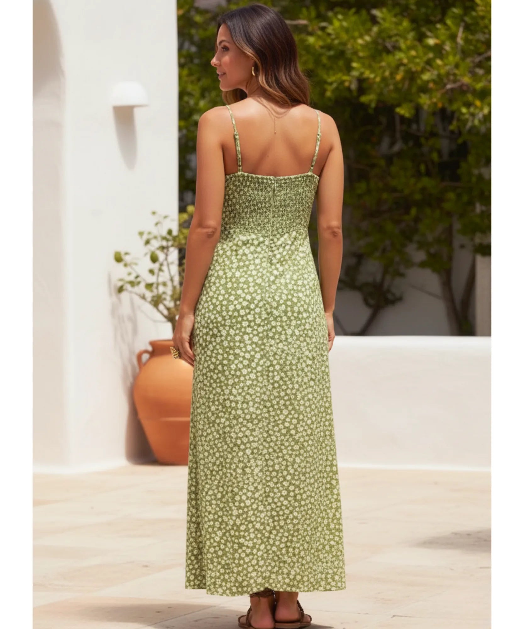 Comprar vestido midi verde florido boho feminino alças finas estampa floral casual verão barato promoção ZARA