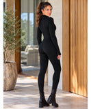 Women’s Black Long Sleeve Zip Front Jumpsuit | Zipe
