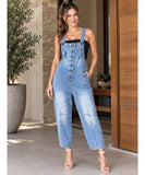 Women’s Denim Overalls Boyfriend Fit with Button Front | Ceci