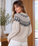 Women's Fair Isle Oversized Sweater Mohair-Effect Knit | Noli