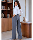 Women's High Waist Tailored Pants with Front Pleats | Helô