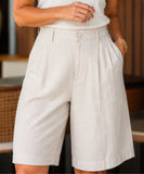 Women's High Waisted Tailored Bermuda Shorts with Pockets | Nanna