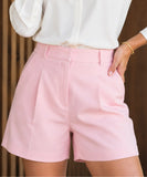 Women's High Waisted Pleated Tailored Shorts | Dália