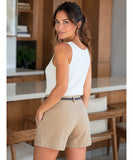 Women's High Waisted Tailored Dress Shorts with Belt | Gabi