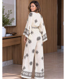 Women’s Printed Two Piece Set with Wide Leg Pants | Liana