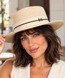 Women's Straw Boater Hat with Double Band | Bisole